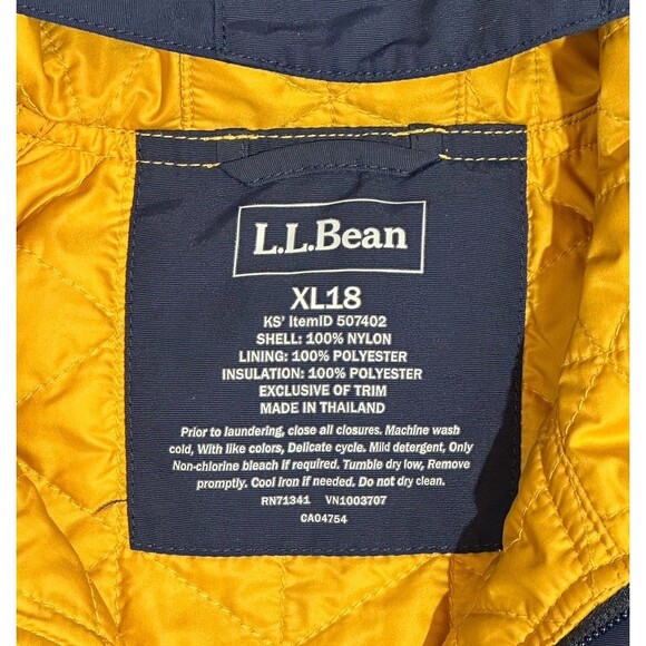 LL Bean Mountain Hooded Jacket Coat Youth Boys Size XL 18 Navy Full Zip Pockets - Picture 3 of 11